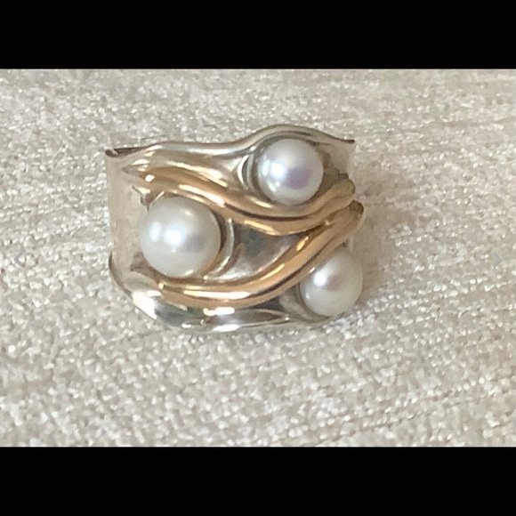 Hagit Gorali Sterling Silver & 14k gold Pearl ring - Picture 3 of 13